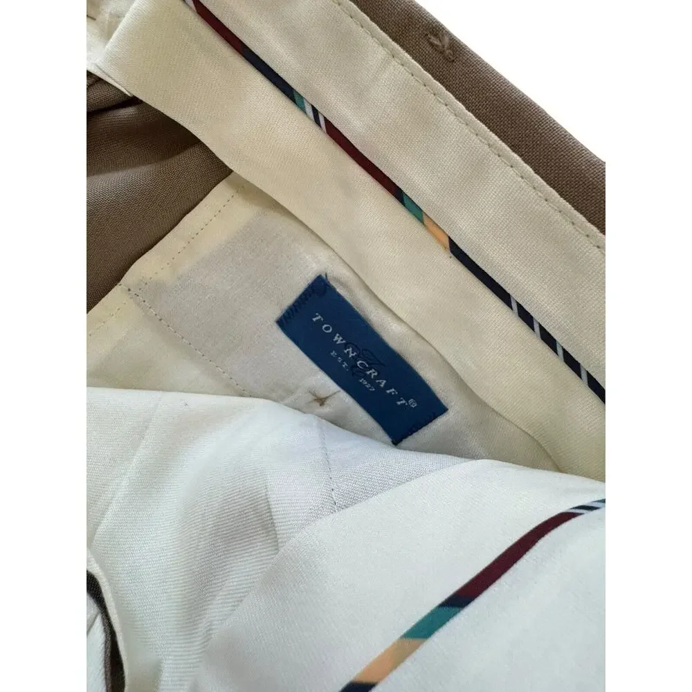 Towncraft Pants Mens 34 X 30 Polyester Blend Pleated Straight Casual Career Work